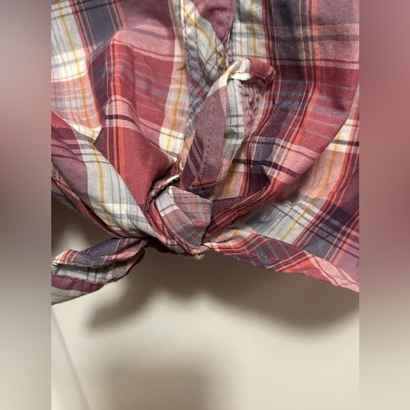 Eddie Bauer tie front plaid blouse button down shirt size medium women’s NWT - Picture 8 of 16